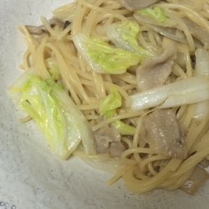 豚バラ肉と白菜の和風パスタ